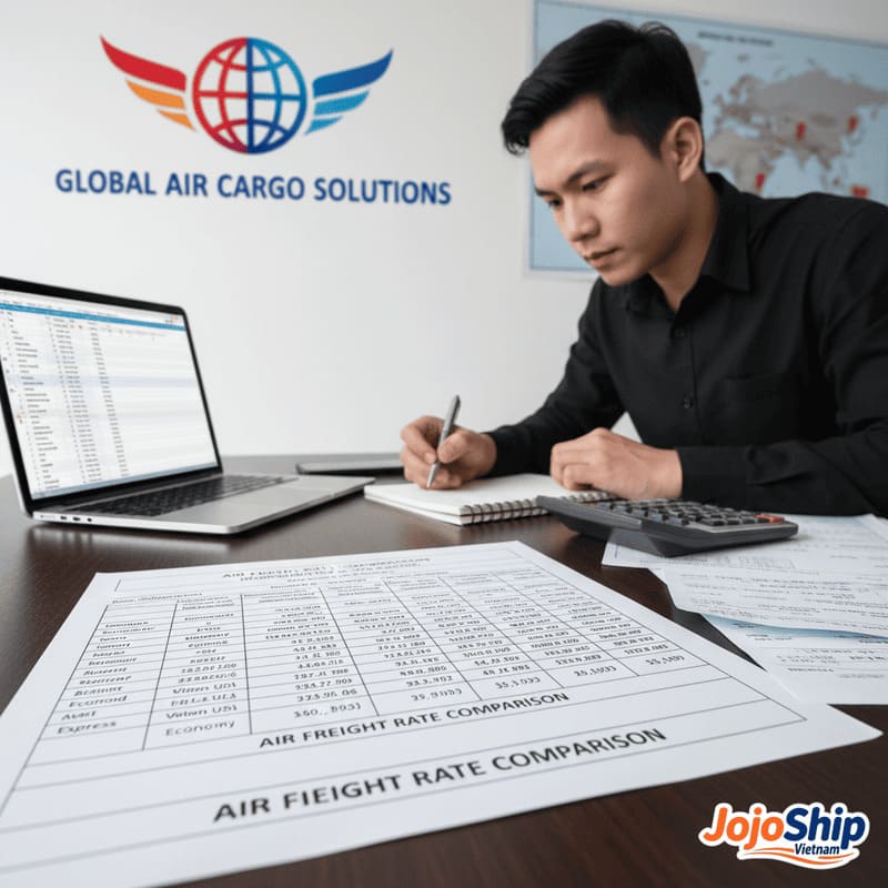 Air freight cost comparison chart for Vietnam to Indonesia shipping