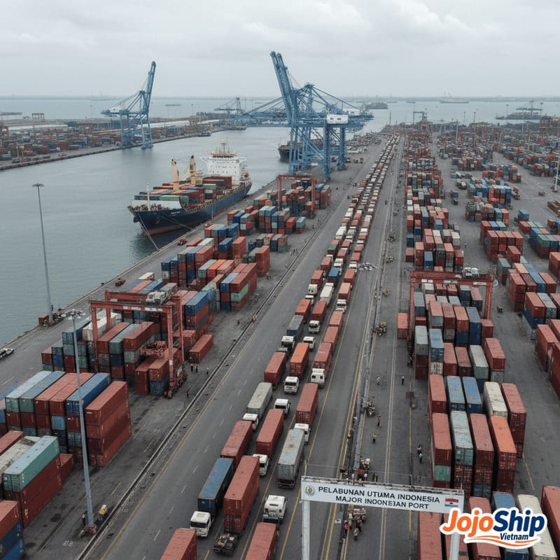 Port congestion in Tanjung Priok Jakarta
