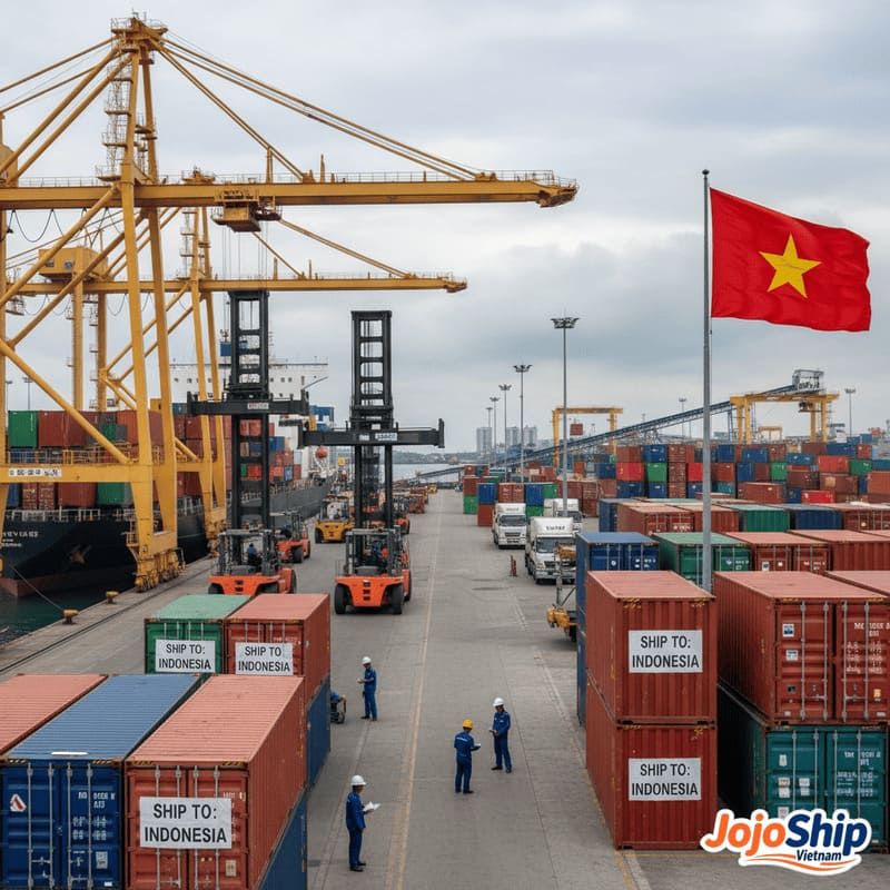 Freight forwarder coordinating shipping from Vietnam to Indonesia