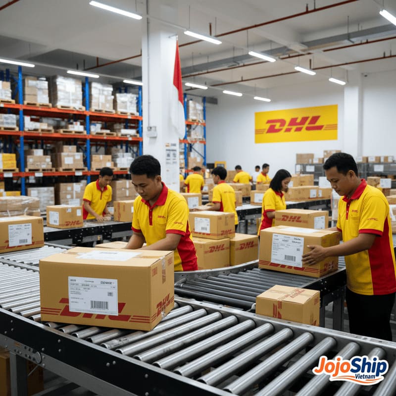 DHL delivery vehicle in Indonesia