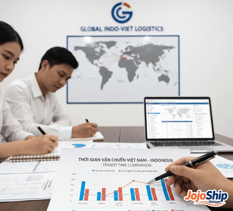 Shipping timeline chart for Vietnam to Indonesia routes